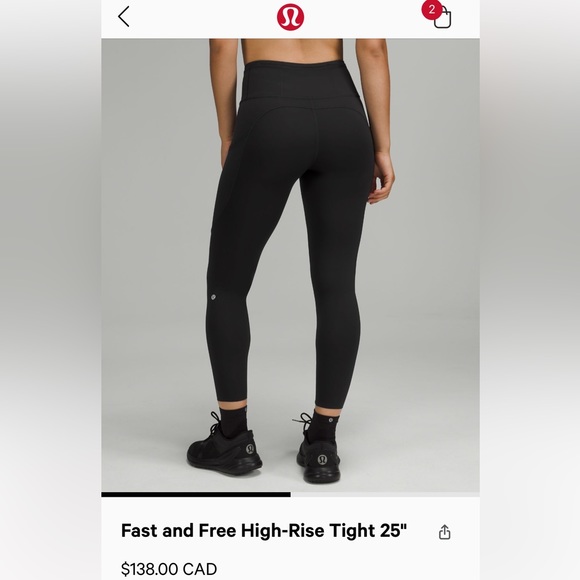 Lululemon Black fast and free 25’ size 6 - Picture 3 of 3